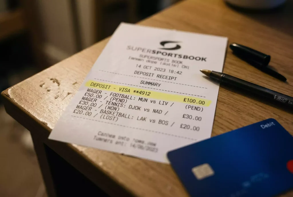 Detailed breakdown of a sportsbook deposit statement highlighting each separate fee line item