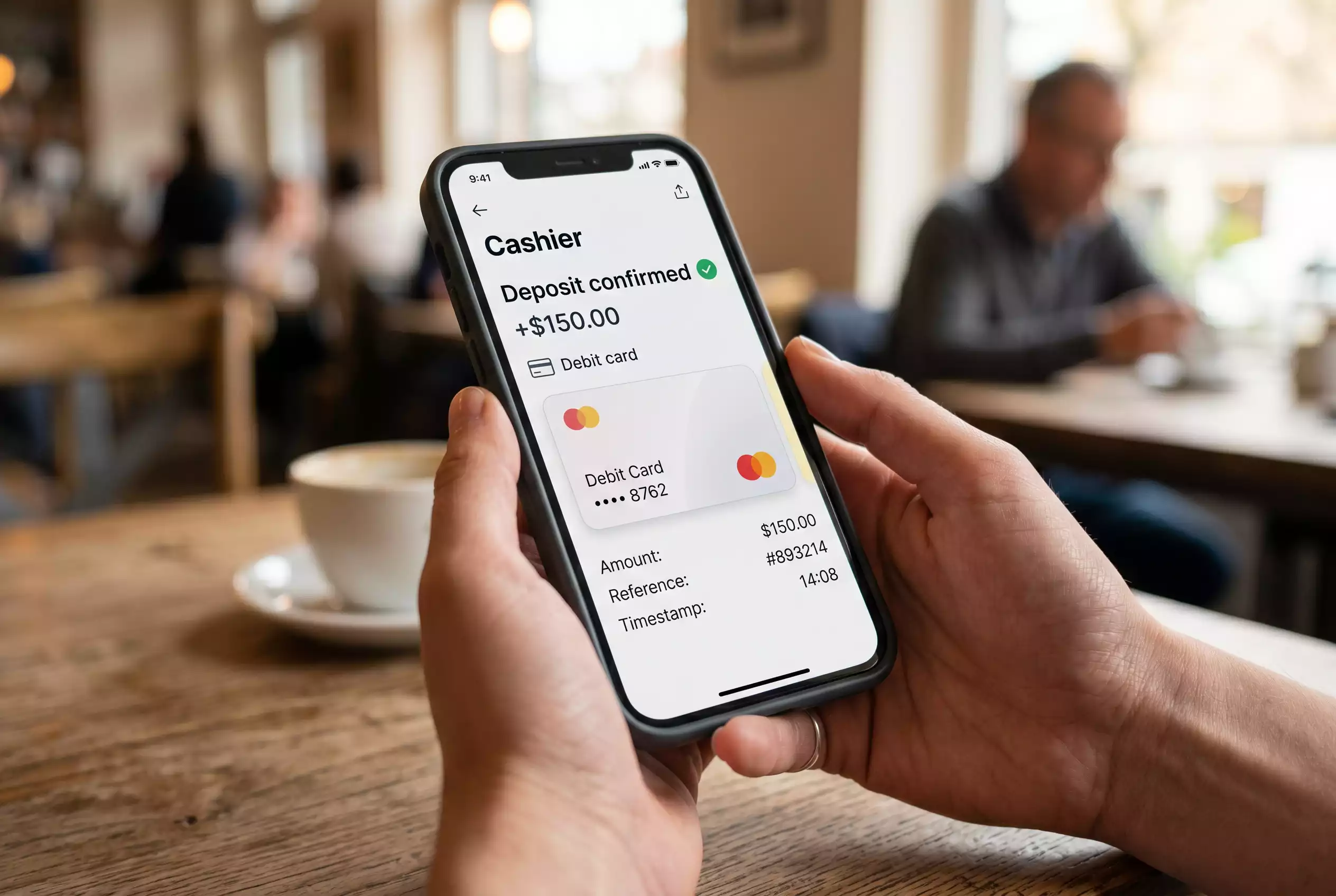 Mobile phone screen showing a Mastercard deposit confirmation on a regulated sportsbook cashier